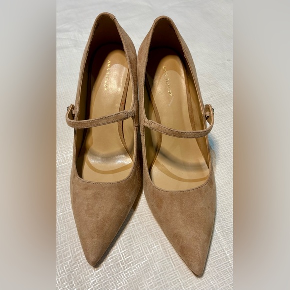 Ann Taylor Shoes - Ann Taylor New Sz 7 M Suede Leather Women's Tan Nude Mary Jane Heels Shoes